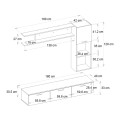 Darcy Megapap melamine TV unit in black - black marble effect color 180x40x33cm.