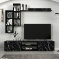 Duana Megapap melamine TV unit in black marble effect - black color 180x38x35,7cm.