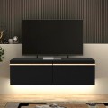 Έπιπλο τηλεόρασης επιτοίχιο Morel Megapap με LED χρώμα μαύρο 140x41,8x40εκ.