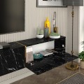 Figure Megapap melamine wall TV cabinet with LED lighting in black marble effect color 181,8x31.7x30cm.
