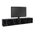 Figure Megapap melamine wall TV cabinet with LED lighting in black marble effect color 181,8x31.7x30cm.