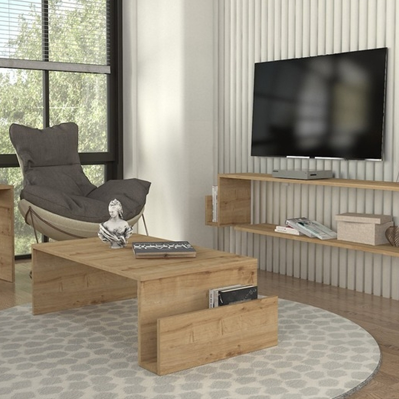 Regnar Megapap melamine coffee table in sapphire oak color 100.6x55x31.8cm.