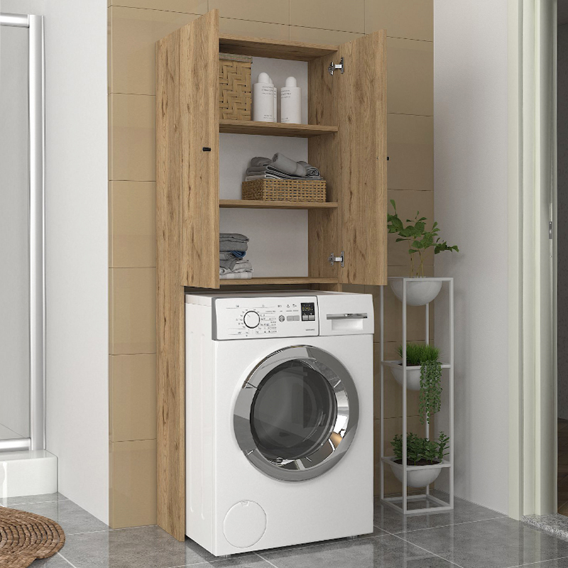Romme Megapap melamine laundry machine cabinet in sepet oak color 65x27,1x180cm.