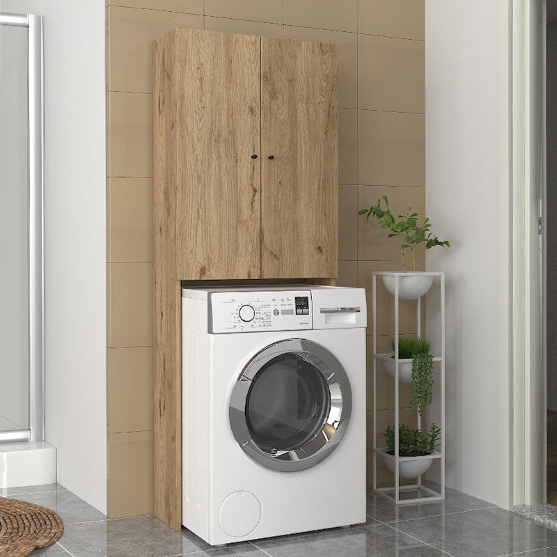 Romme Megapap melamine laundry machine cabinet in sepet oak color 65x27,1x180cm.
