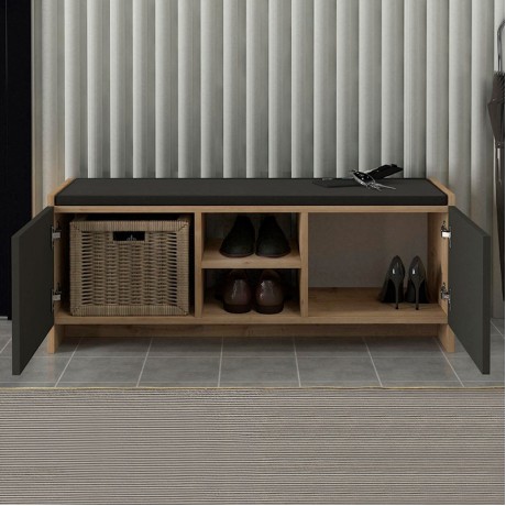 Παπουτσοθήκη Verly Megapap χρώμα sapphire oak - ανθρακί 110x33,2x43εκ.