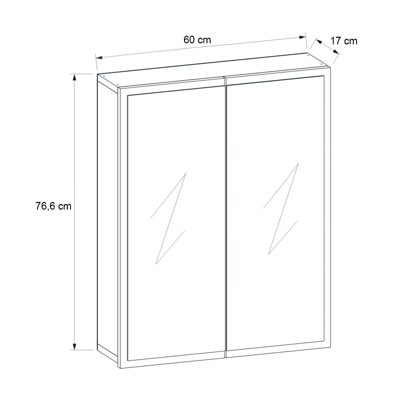 Kayla Megapap bathroom cabinet with mirror in white color 60x17x76.6cm.