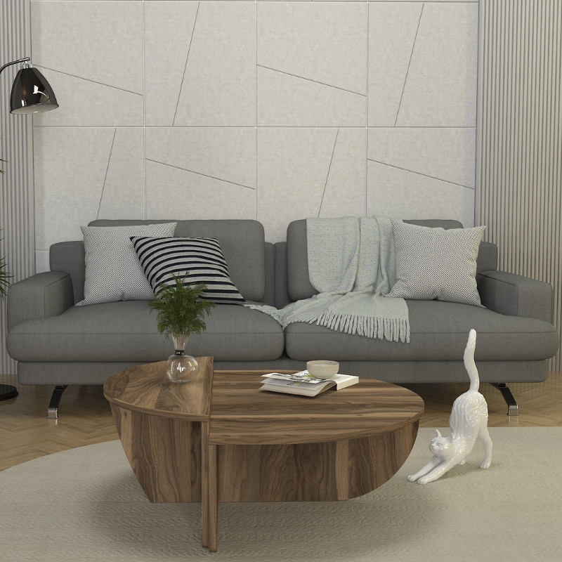 Nilvia Megapap melamine coffee table in walnut color  Ø85x35cm.