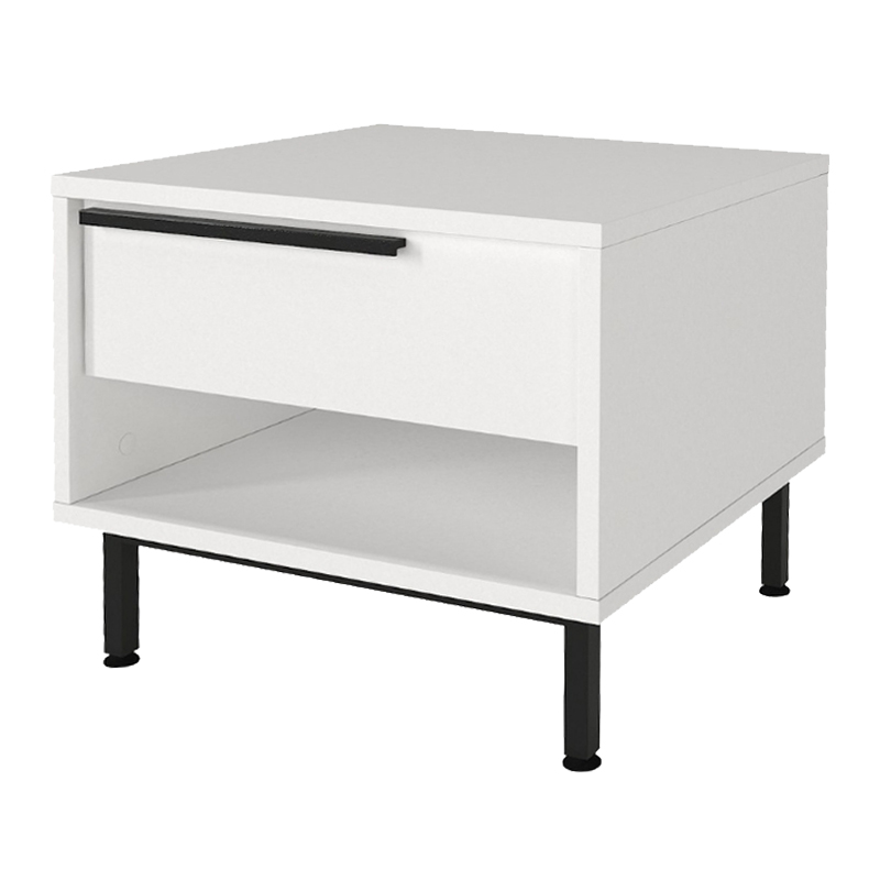 Suzy Megapap melamine nightstand in white color 50x45x41,6cm.