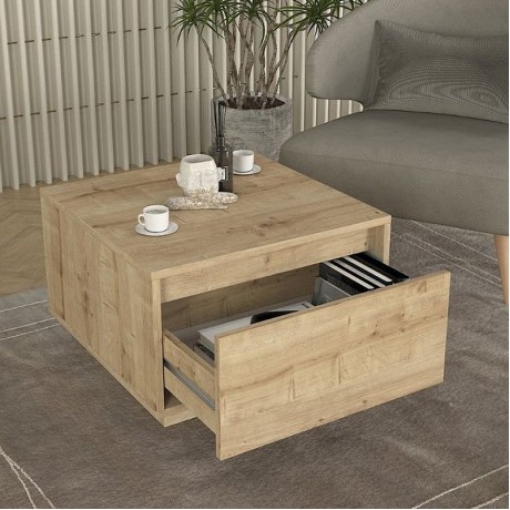 Τραπεζάκι σαλονιού Pura Megapap χρώμα sapphire oak 60x60x40εκ.