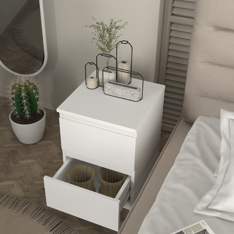 Breve Megapap melamine nightstand in white color 39.8x41.8x55cm.