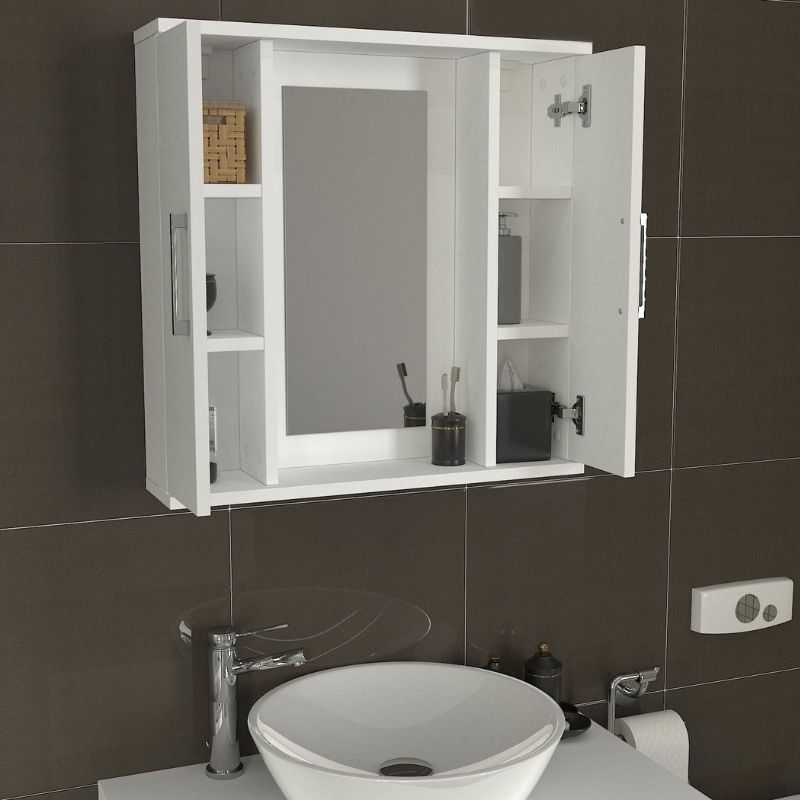 Melamine bathroom mirror Surra Megapap color white 65x15.3x65cm.