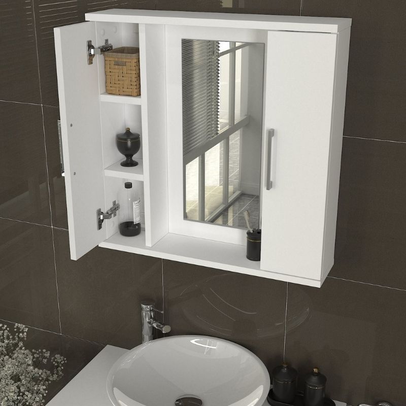 Melamine bathroom mirror Surra Megapap color white 65x15.3x65cm.