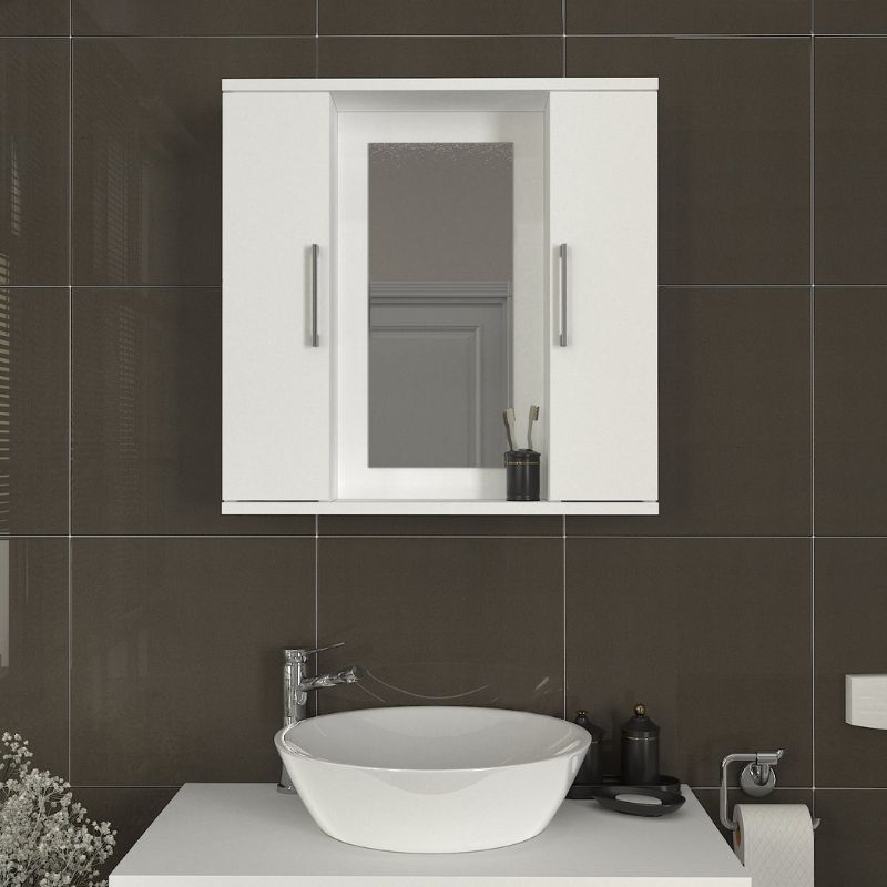 Melamine bathroom mirror Surra Megapap color white 65x15.3x65cm.