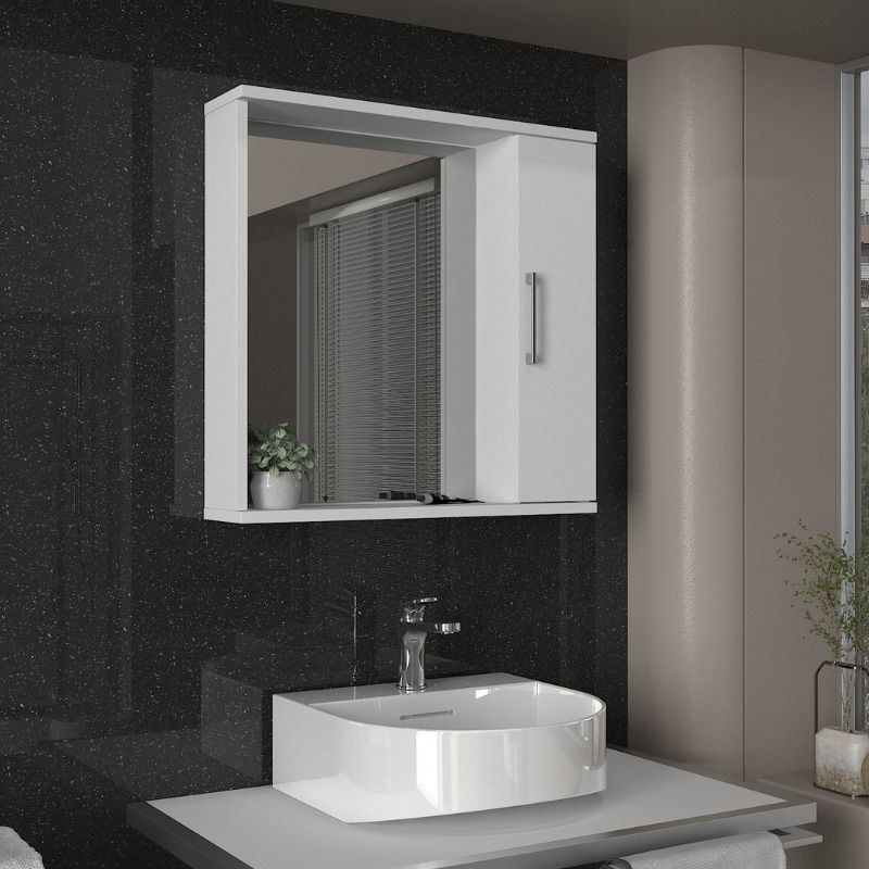 Melamine bathroom mirror Deal Megapap color white 65x15.3x65cm.