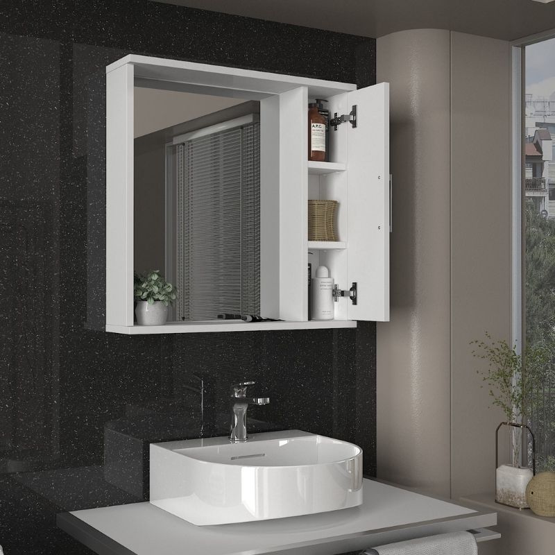 Melamine bathroom mirror Deal Megapap color white 65x15.3x65cm.