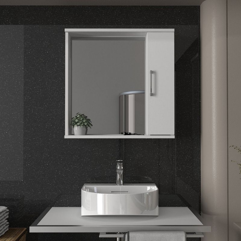 Melamine bathroom mirror Deal Megapap color white 65x15.3x65cm.