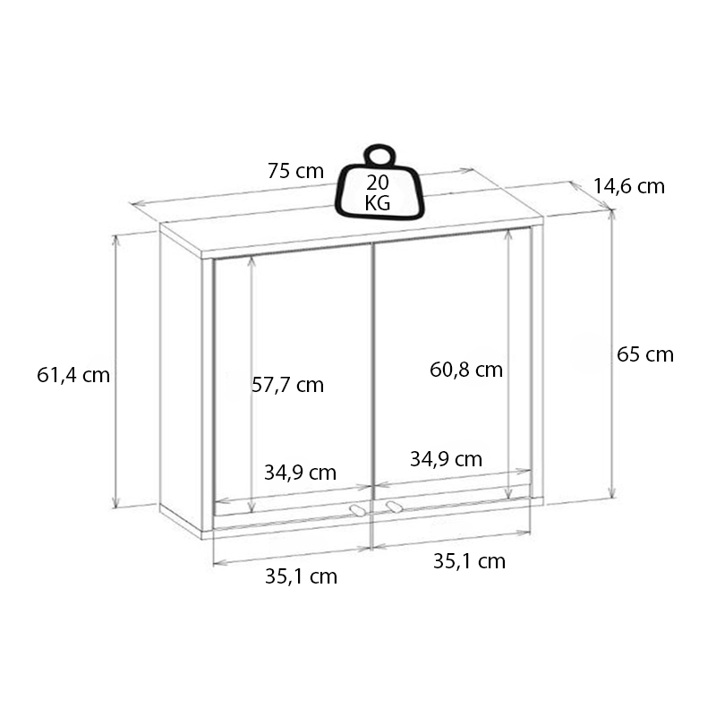 Melamine bathroom mirror Lilian Megapap color atlantic pine 75x14.6x65cm.