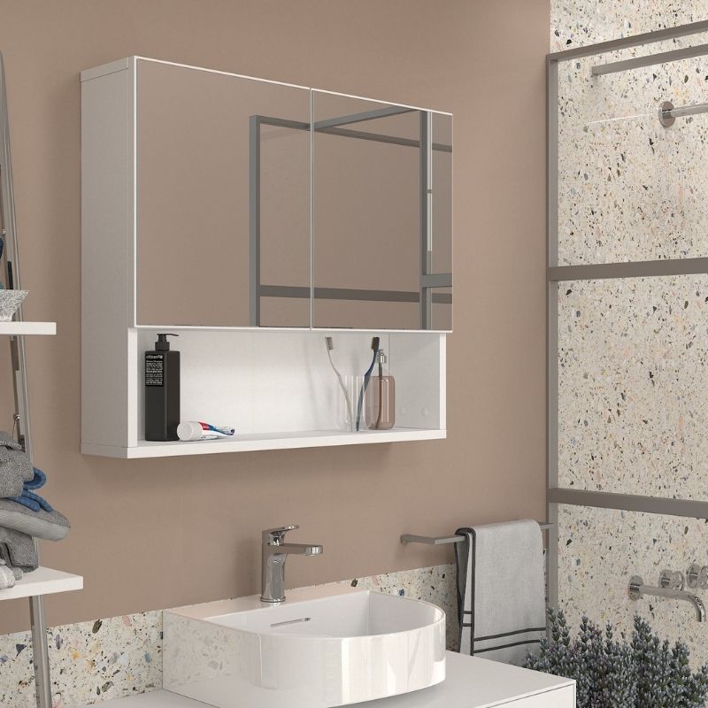 Melamine bathroom mirror Trama Megapap color white 75x16.8x65cm.
