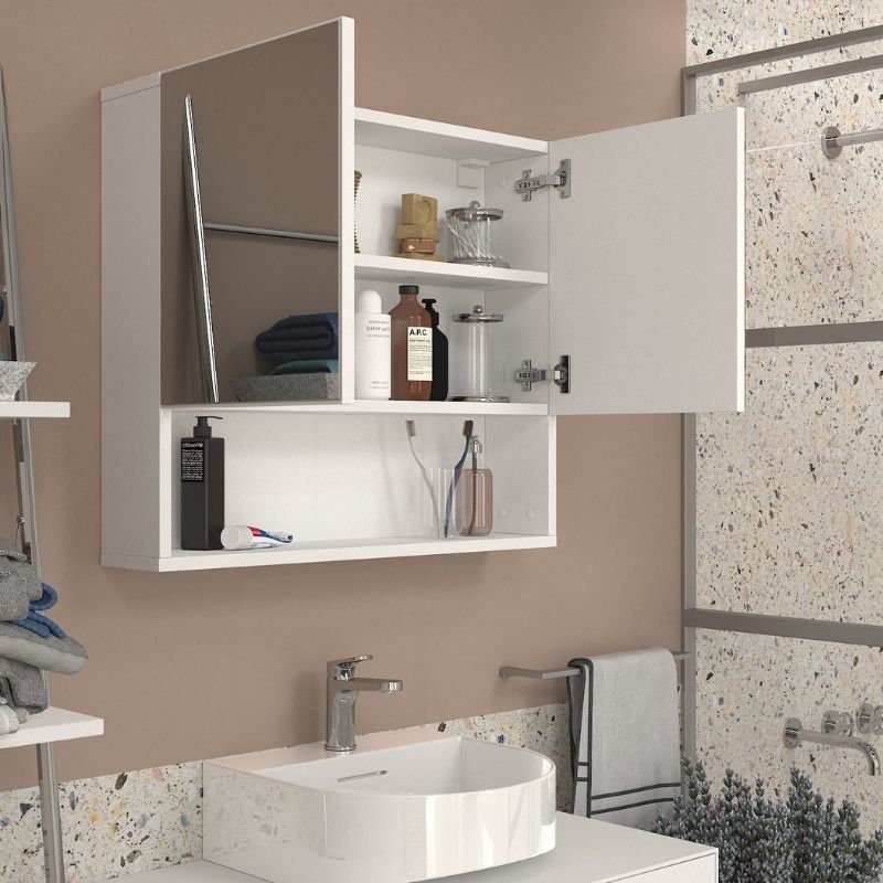 Melamine bathroom mirror Trama Megapap color white 75x16.8x65cm.