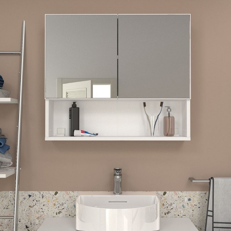 Melamine bathroom mirror Trama Megapap color white 75x16.8x65cm.