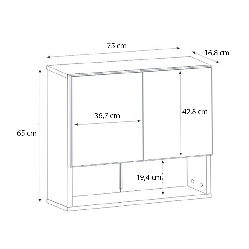 Melamine bathroom mirror Trama Megapap color white 75x16.8x65cm.