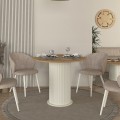 Τραπέζι Bohema Megapap χρώμα ivory - sepet oak Ø90x77,7εκ.