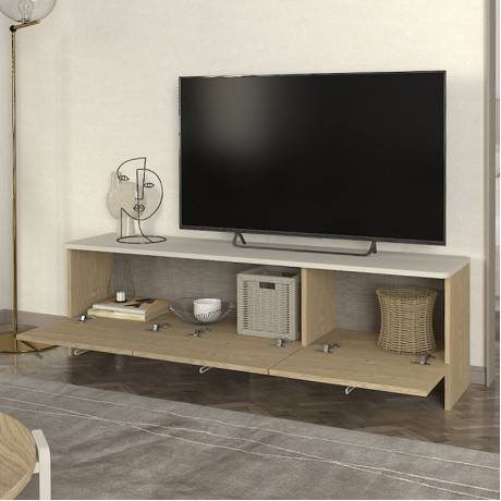 Rebel Megapap melamine tv stand in rota oak - sandstone color 150x35x45cm.