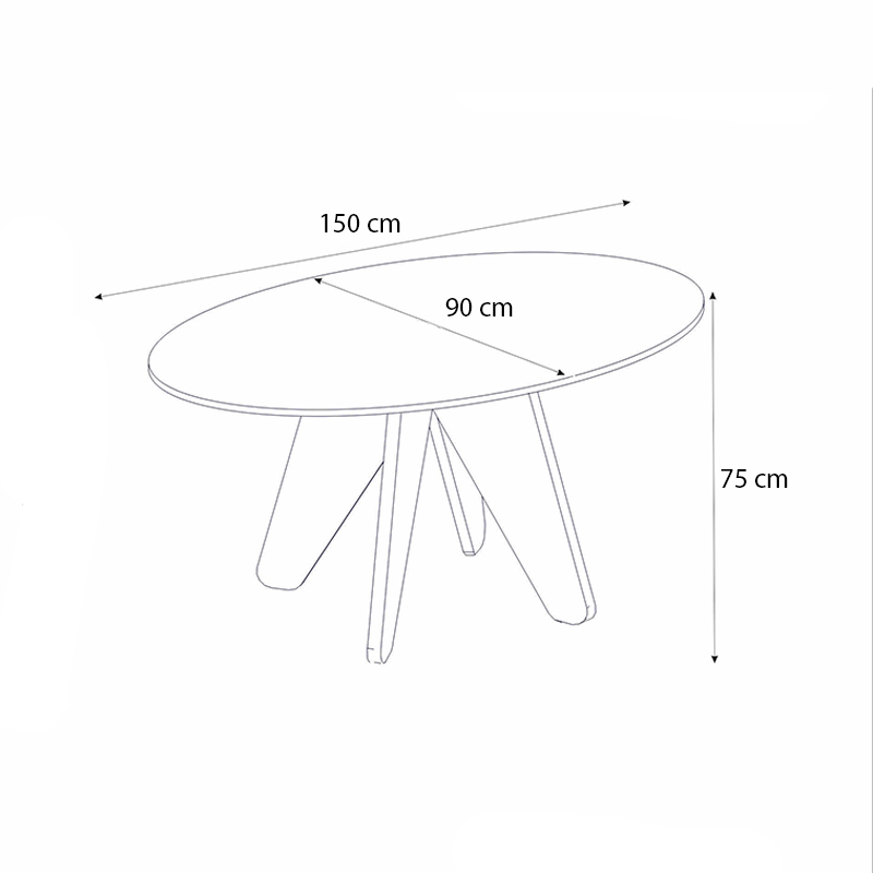 Rota Megapap melamine dining table in rota oak - sandstone color 150x90x75cm.