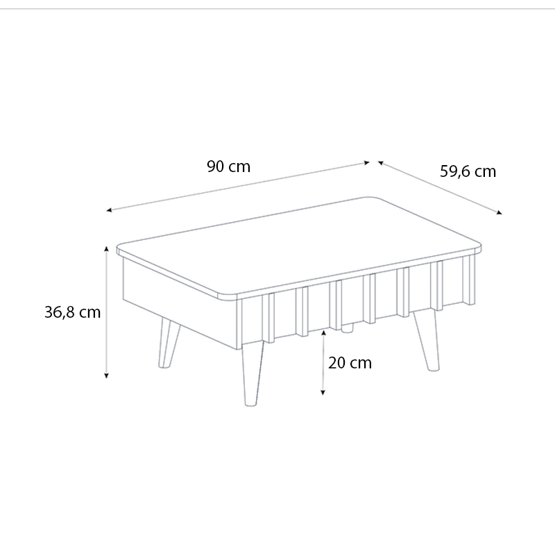 Gemma Megapap melamine coffee table in sepet oak color 90x59.6x36.8cm.