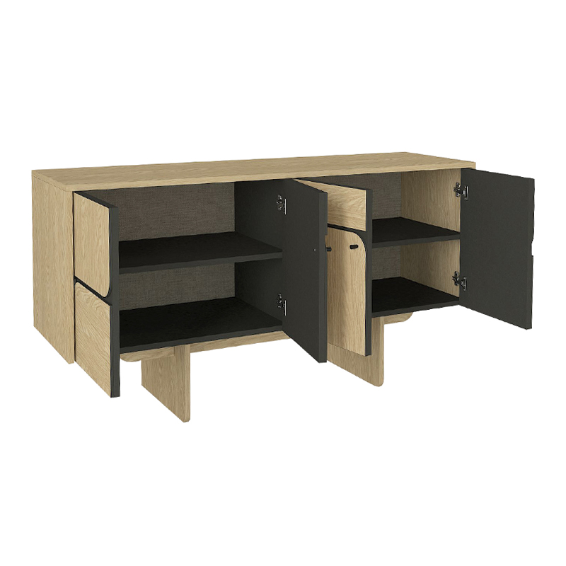 Lava Megapap melamine console in rota oak - anthracite color 150x44.6x76cm.