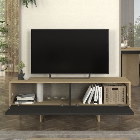 Lava Megapap melamine console in rota oak - anthracite color 150x35x51.3cm.