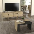 Lava Megapap melamine console in rota oak - anthracite color 150x35x51.3cm.