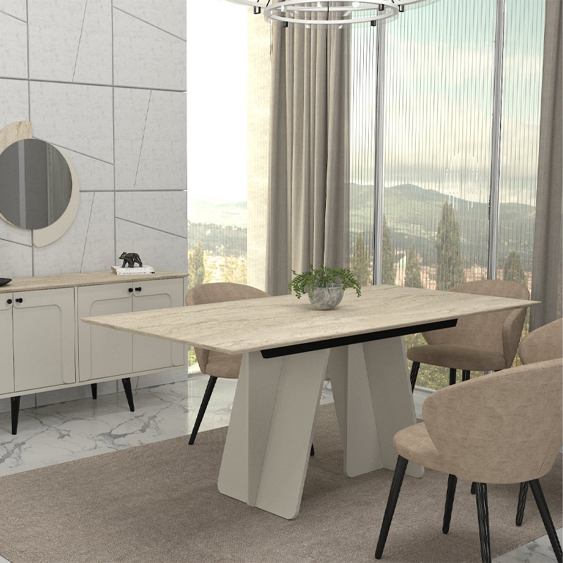 Sevilla Megapap melamine dining table in sandstone - travertine color 180x90x75cm.