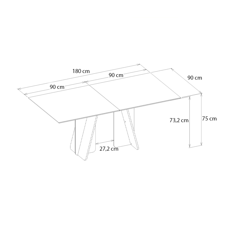 Sevilla Megapap melamine dining table in sandstone - travertine color 180x90x75cm.