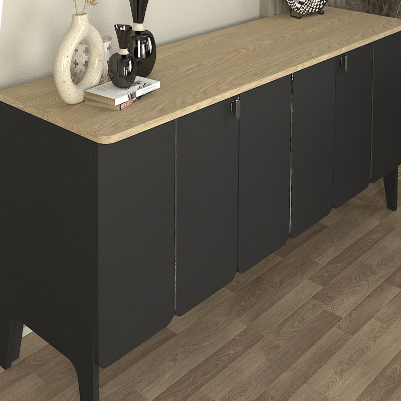 Pedro Megapap melamine console in anthracite - rota oak color 150x45x75cm.