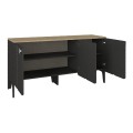 Pedro Megapap melamine console in anthracite - rota oak color 150x45x75cm.