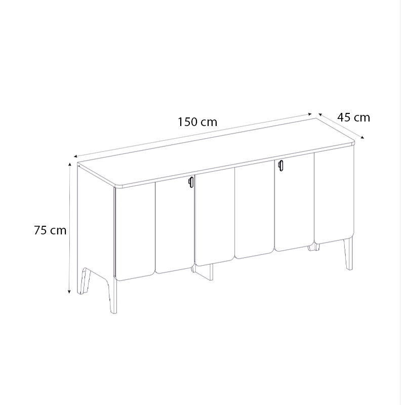 Pedro Megapap melamine console in anthracite - rota oak color 150x45x75cm.