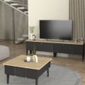 Pedro Megapap melamine coffee table in anthracite - rota oak color 73.2x73.2x38.6cm.
