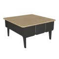 Pedro Megapap melamine coffee table in anthracite - rota oak color 73.2x73.2x38.6cm.