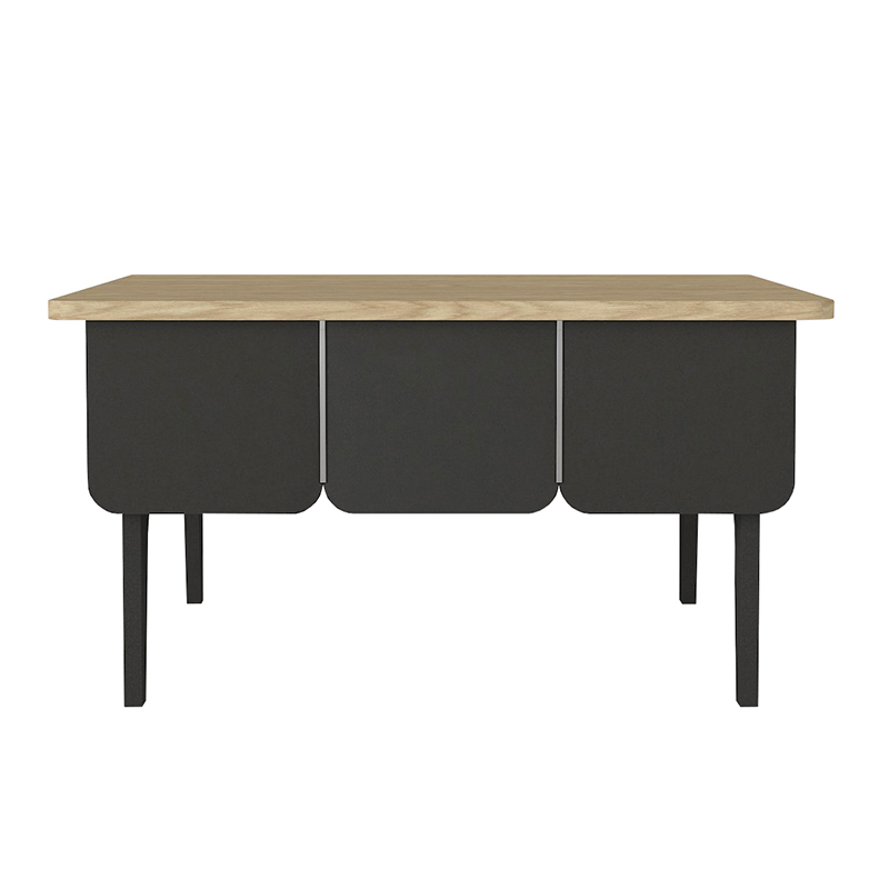 Pedro Megapap melamine coffee table in anthracite - rota oak color 73.2x73.2x38.6cm.