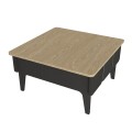 Pedro Megapap melamine coffee table in anthracite - rota oak color 73.2x73.2x38.6cm.
