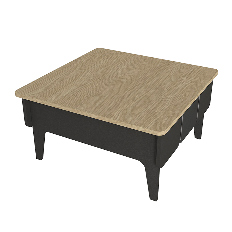 Pedro Megapap melamine coffee table in anthracite - rota oak color 73.2x73.2x38.6cm.