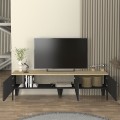Pedro Megapap melamine tv stand in anthracite - rota oak color 180x35x50.7cm.