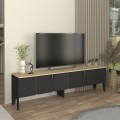 Pedro Megapap melamine tv stand in anthracite - rota oak color 180x35x50.7cm.