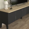 Pedro Megapap melamine tv stand in anthracite - rota oak color 180x35x50.7cm.