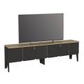 Pedro Megapap melamine tv stand in anthracite - rota oak color 180x35x50.7cm.