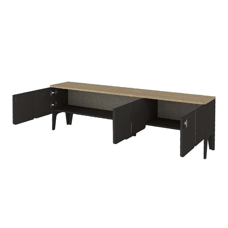 Pedro Megapap melamine tv stand in anthracite - rota oak color 180x35x50.7cm.