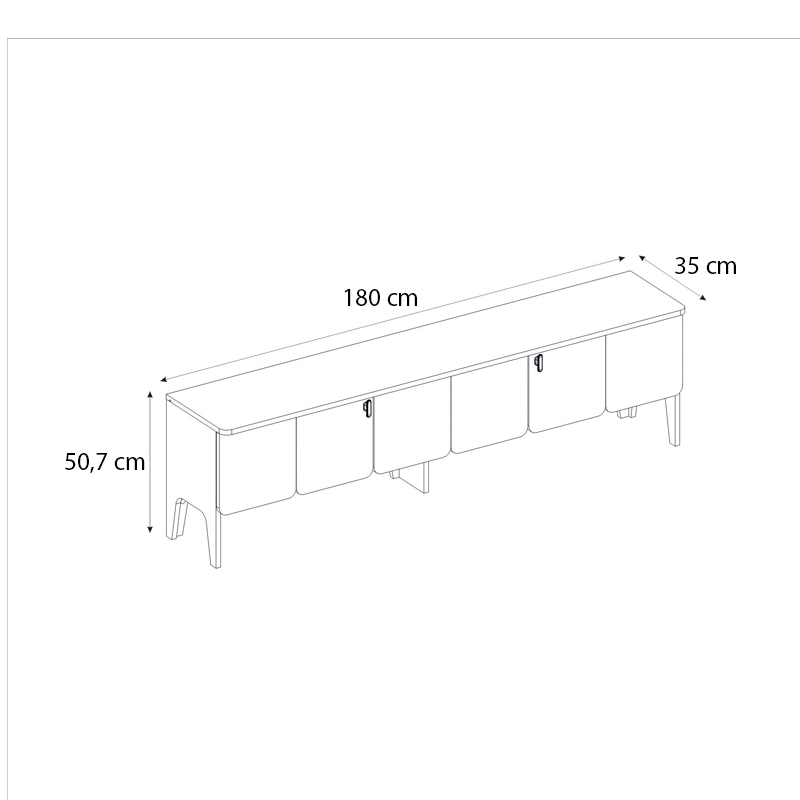 Pedro Megapap melamine tv stand in anthracite - rota oak color 180x35x50.7cm.