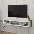 Έπιπλο τηλεόρασης επιτοίχιο Bask Megapap με LED χρώμα λευκό 120x29,6x19,2εκ.