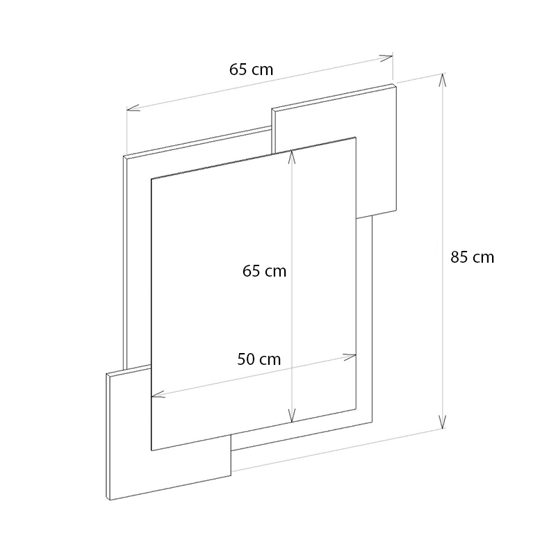 Selinos Megapap melamine mirror in sandstone - rota oak color 65x2.2x85cm.